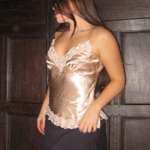 Silky Lace Trim Cami Top